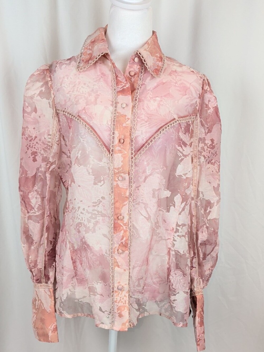 NWOT River Island Studios Somewhere To Go Pink Floral Blouse US 10